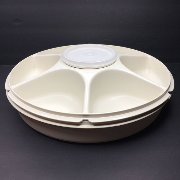 Vintage Tupperware Party Platter Snack Container Lid Retro Chips Dip 1666 1665 - Picture 2 of 16